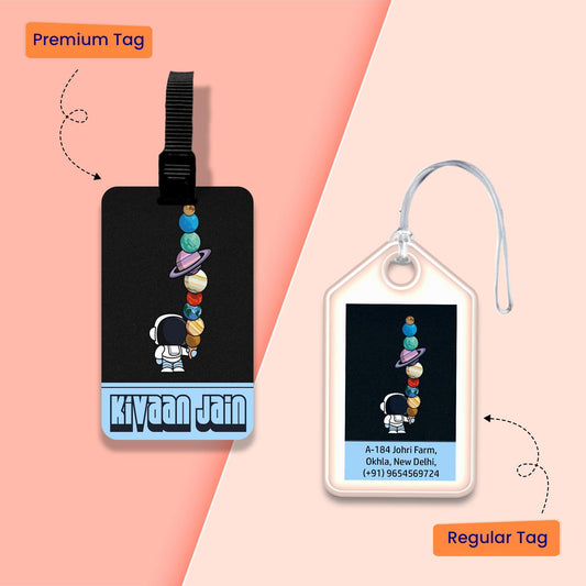 Personalized Bag Tags for Kids - Set of 5 - Space Icecream Design - Chatterbox Labels - Bag Tags