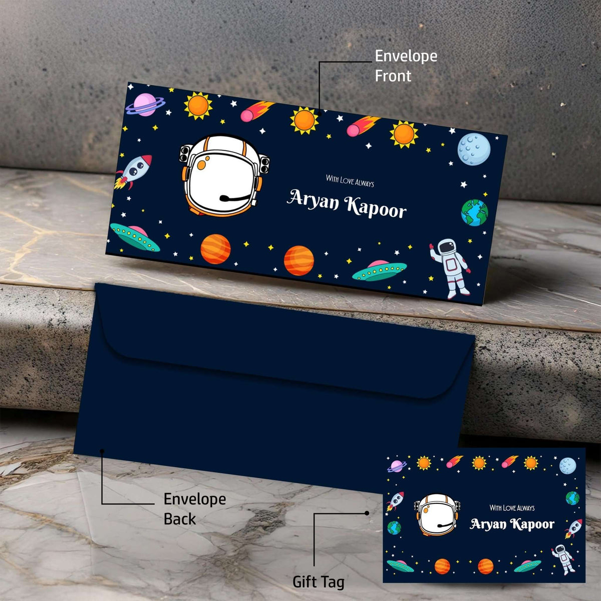 Personalised Money Envelopes - Space Theme - Set of 20 - Chatterbox Labels-Envelopes