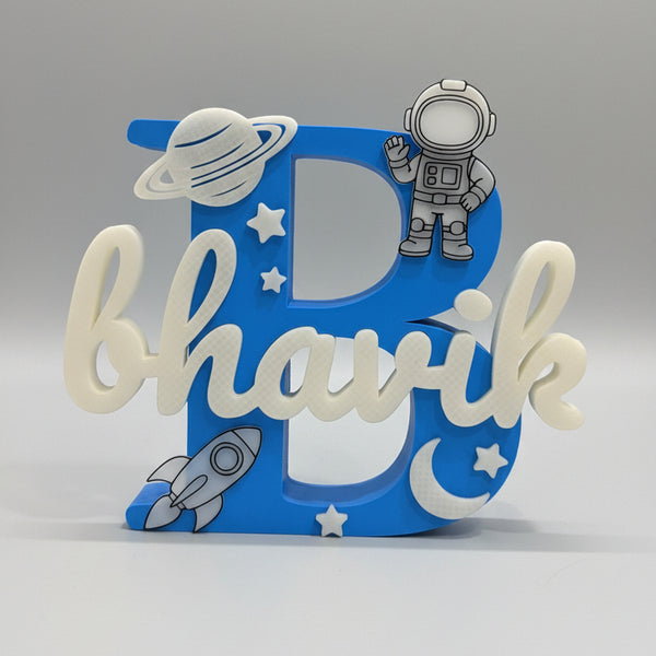 Space Theme Personalised 3D Printed Name Stand