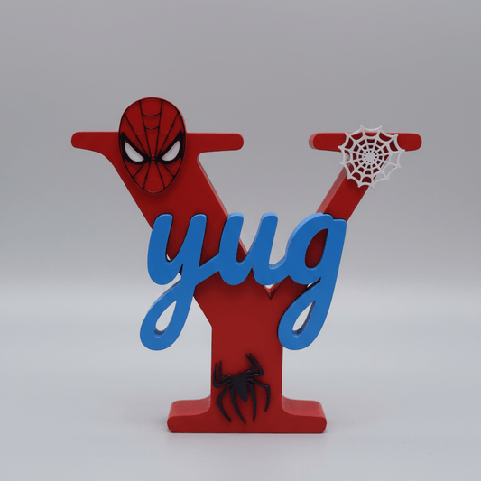 Spiderman Theme Personalised 3D Printed Name Stand - Chatterbox Labels-3D Printed Gifts