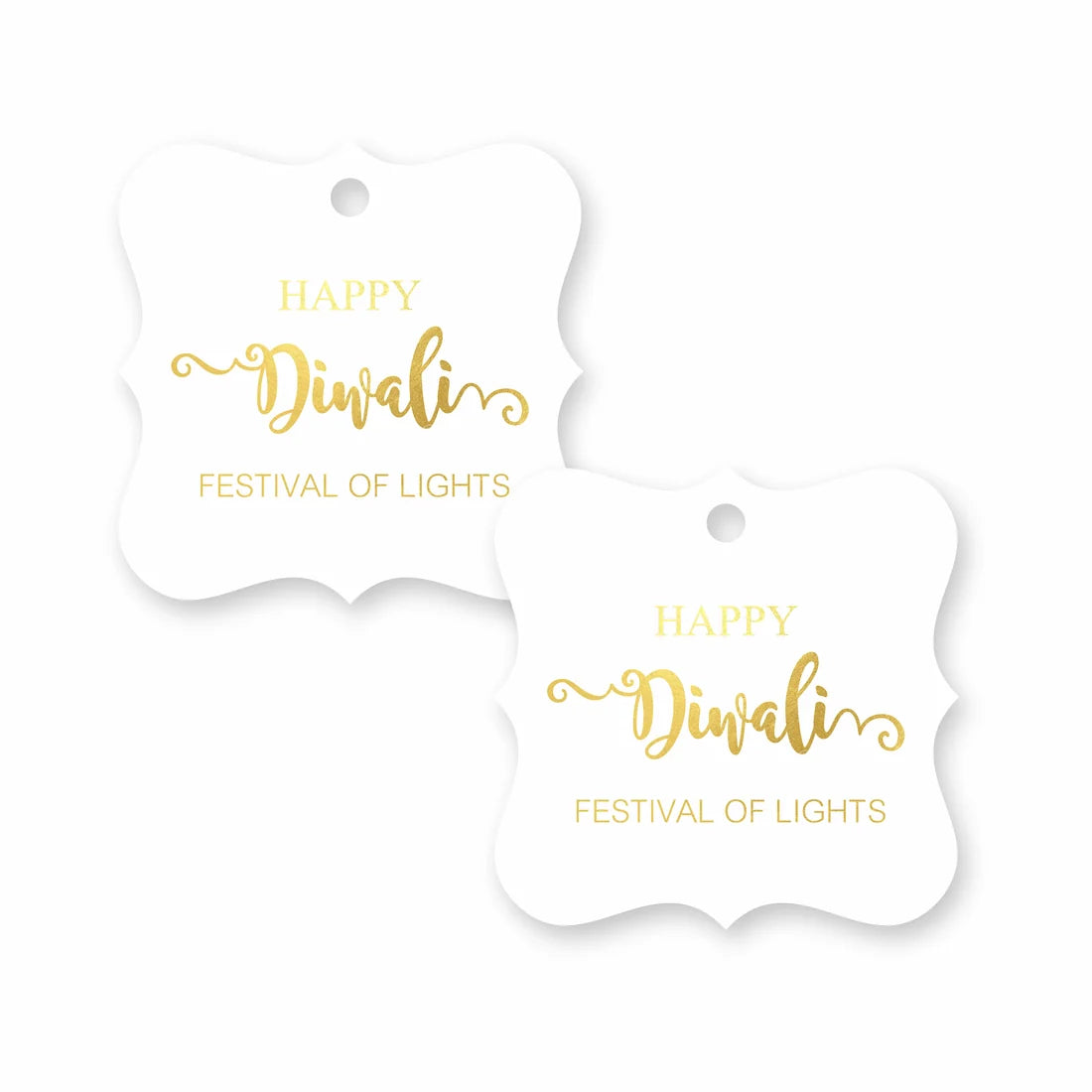 Happy Diwali Die-cut Square Shape Gold Foil Gift Tags