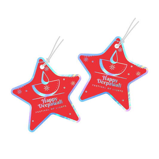 Happy Diwali Star Shape Gold Foil Gift Tags