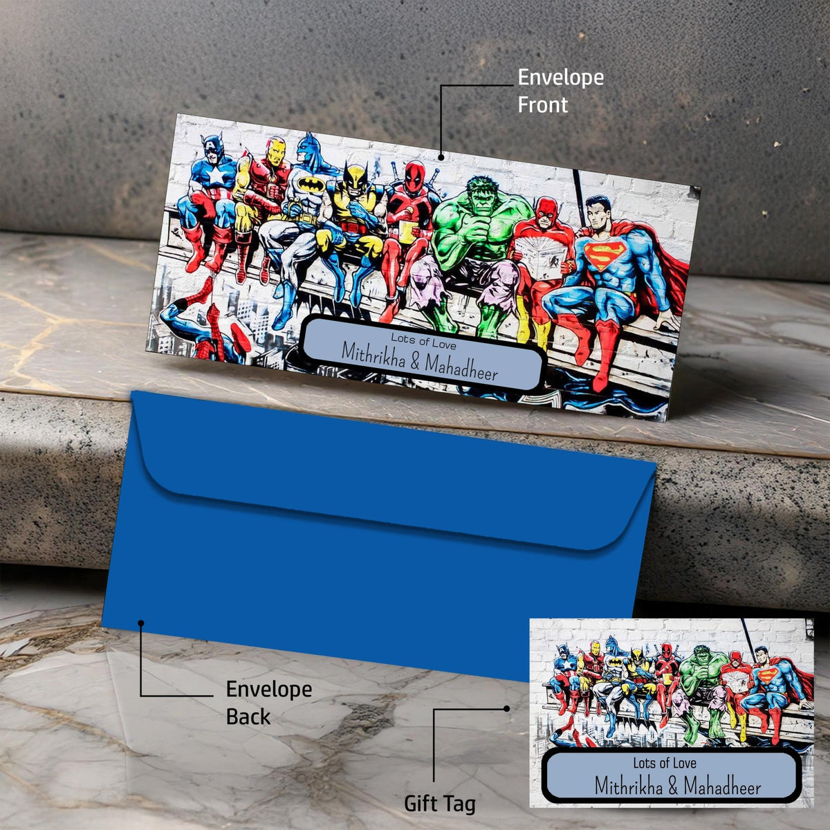 Personalised Money Envelopes - Superhero Wall Theme - Set of 20 - Chatterbox Labels-Envelopes