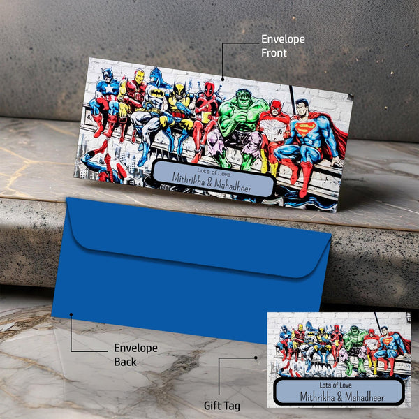 Personalised Money Envelopes - Superhero Wall Theme - Set of 20 - Chatterbox Labels-Envelopes
