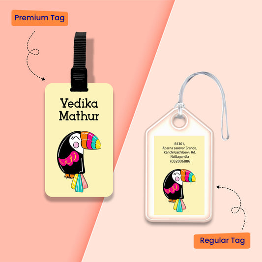 Personalized Bag Tags for Kids - Toucan Design - Chatterbox Labels - Bag Tags