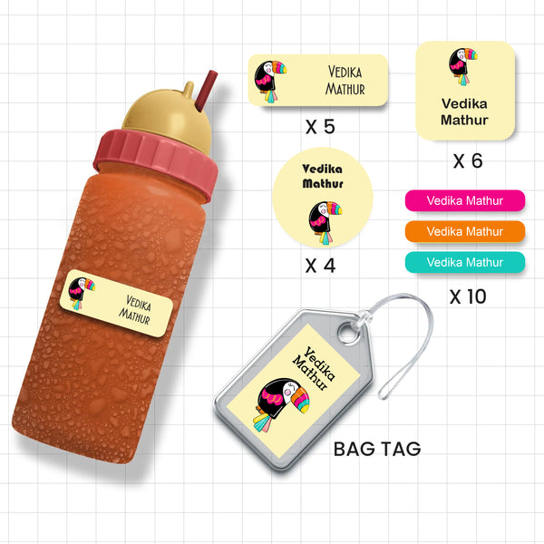 Assorted Shapes Waterproof Labels - Toucan Theme