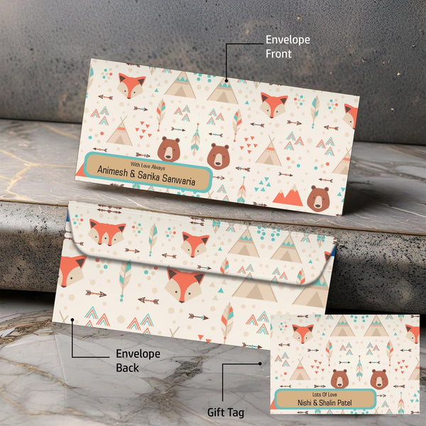 Personalised Money Envelopes - Teepee Theme - Set of 20 - Chatterbox Labels-Envelopes