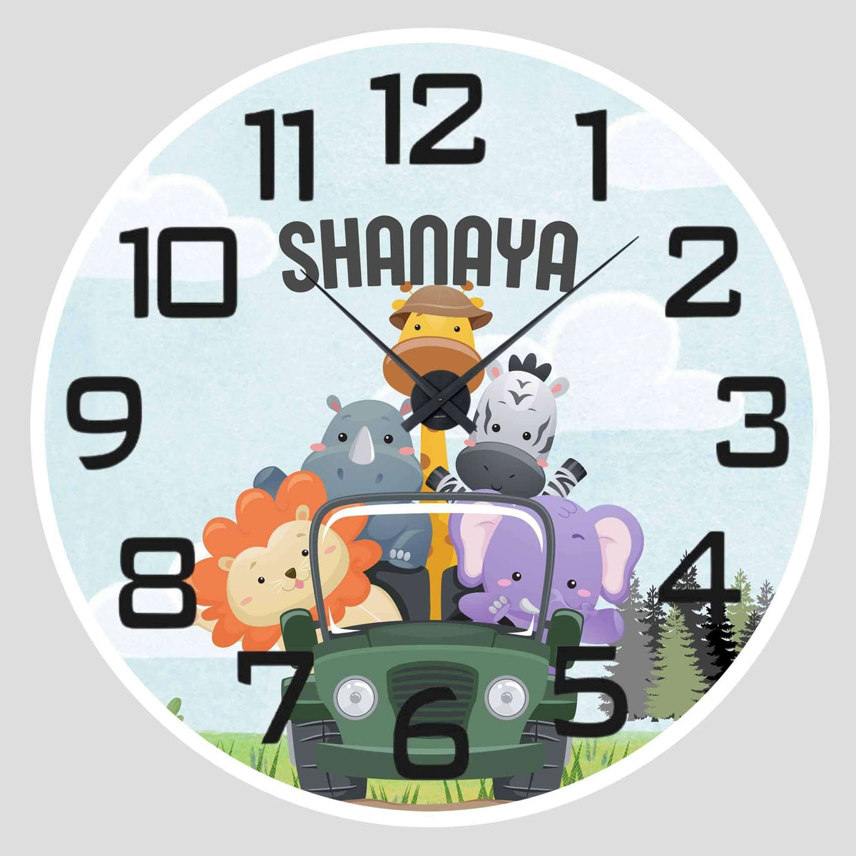 Personalised Acrylic Wall Clock - Tic Tock Safari - Chatterbox Labels - Wall Clock