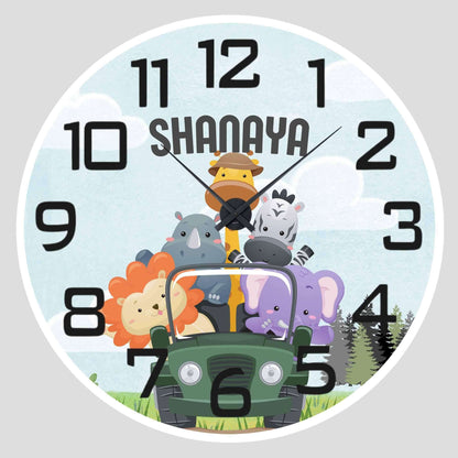 Personalised Acrylic Wall Clock - Tic Tock Safari - Chatterbox Labels - Wall Clock