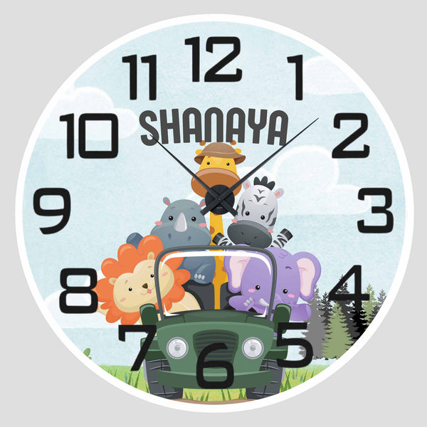 Personalised Wall Clock - Tic Tock Safari Chatterbox Labels