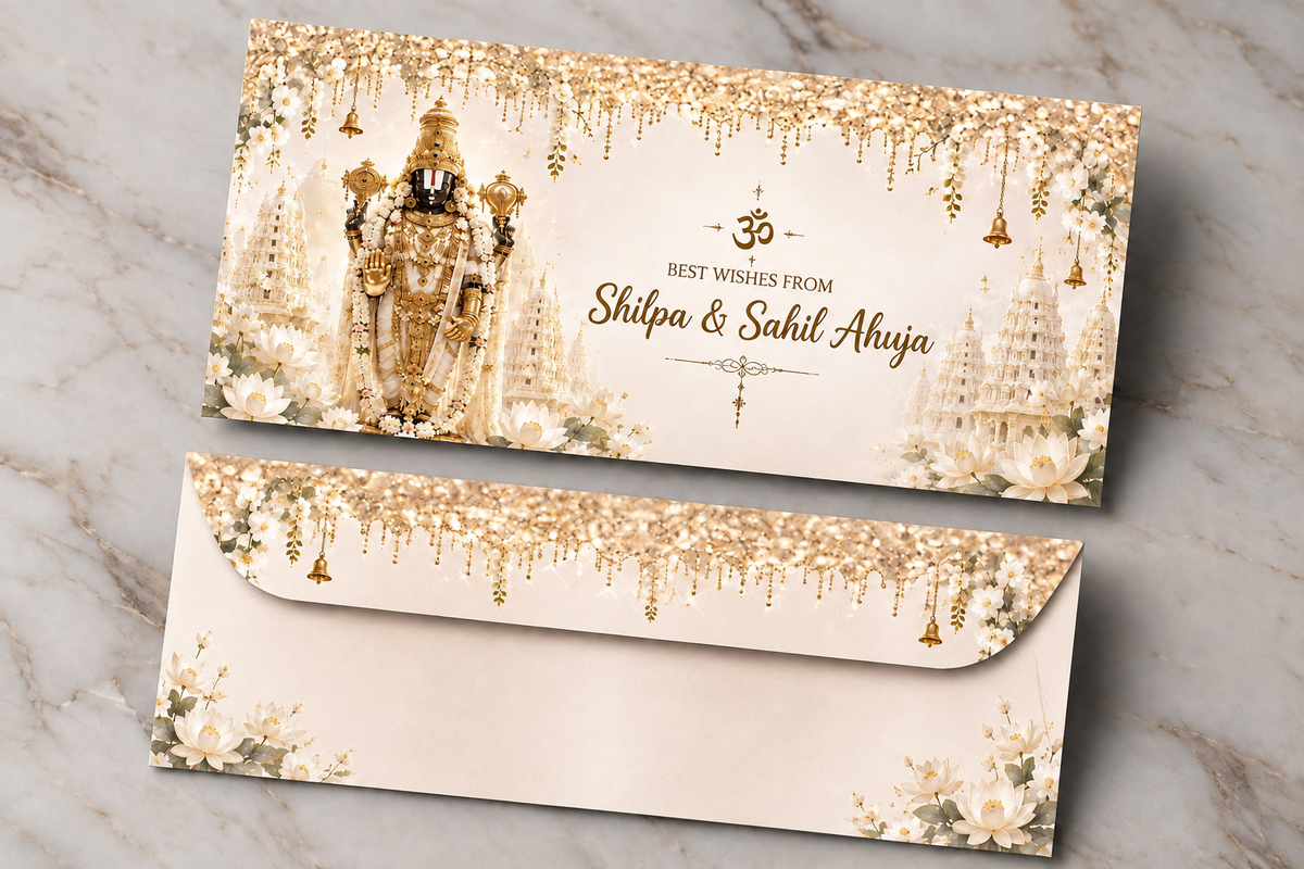 Personalised Money Envelopes - Tirupati Balaji Design