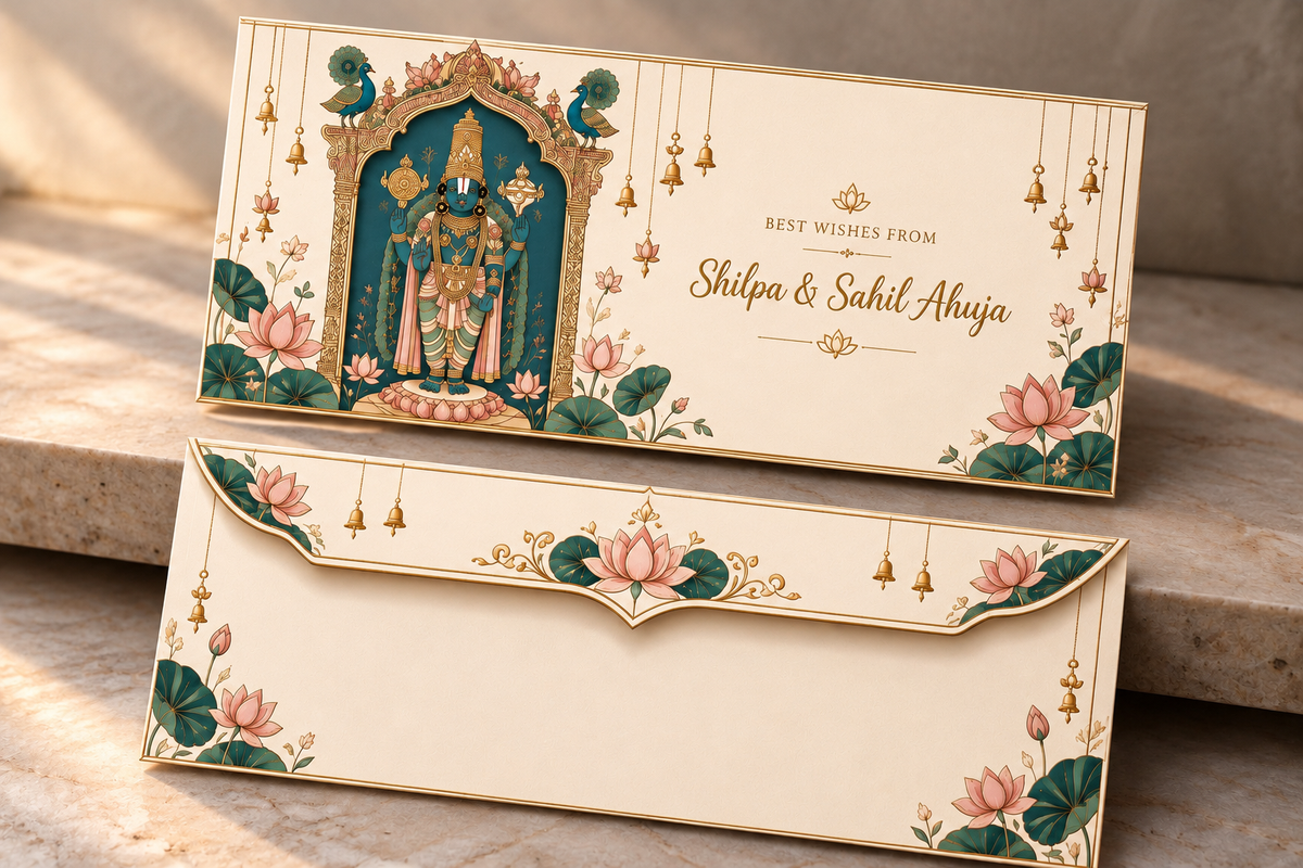 Personalised Money Envelopes - Tirupati Blessings Design