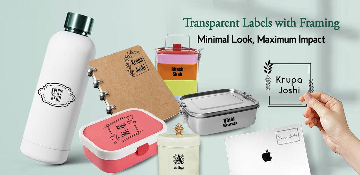 Transparent Monogram Labels - Personalised Waterproof Stickers