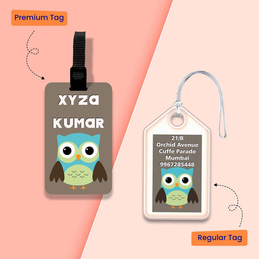 Personalized Bag Tags for Kids - Set of 5 - Turquoise Design - Chatterbox Labels - Luggage Tags