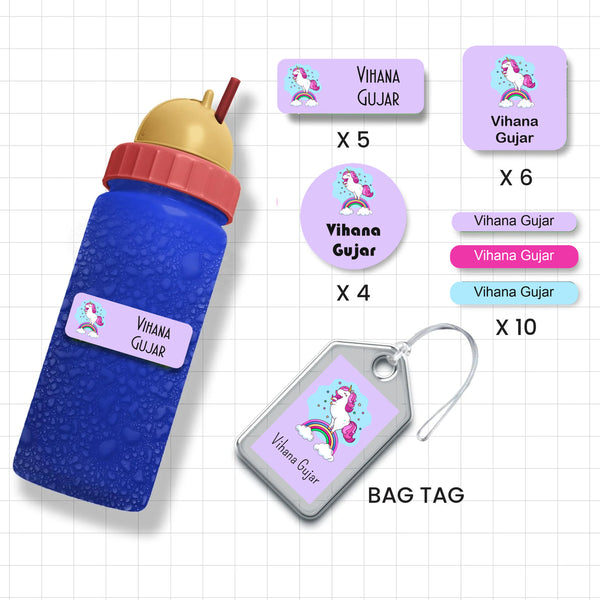 Assorted Shapes Waterproof Labels - Unicorn Design