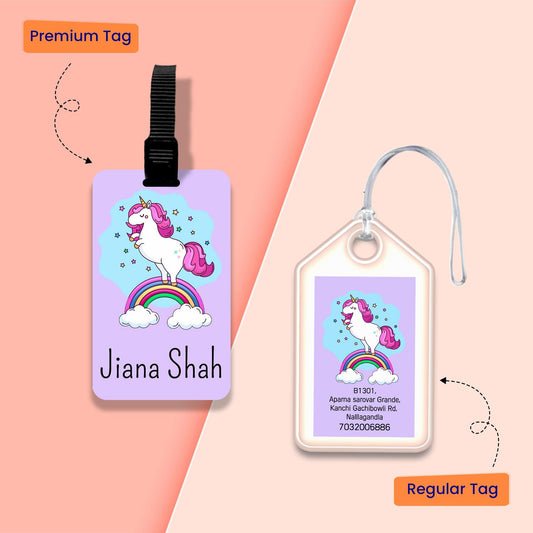 Personalized Bag Tags for Kids - Set of 5 - Unicorn Design - Chatterbox Labels - Luggage Tags