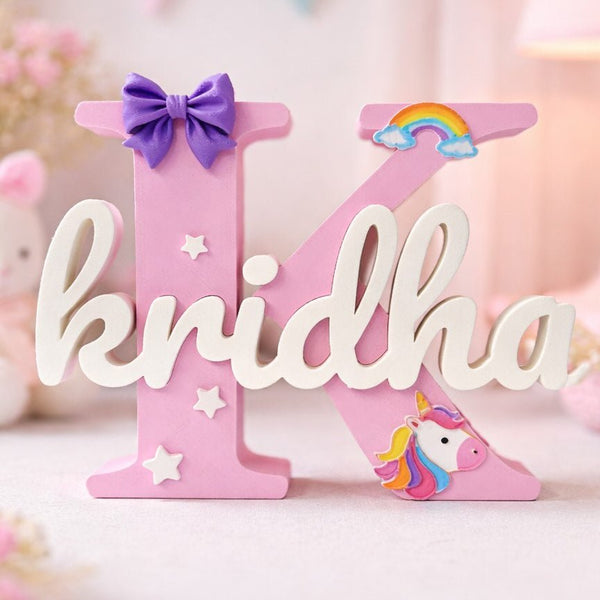 Unicorn Theme Personalised 3D Printed Name Stand - Chatterbox Labels-3D Printed Gifts