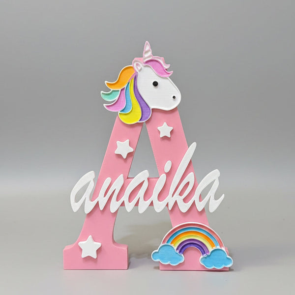 Personalised Name Stand & Pen Holder Unicorn Theme