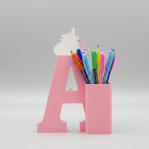 Personalised Name Stand & Pen Holder Unicorn Theme