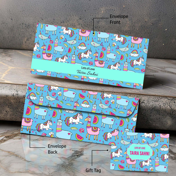 Personalised Money Envelopes - Unicorn Theme - Set of 20