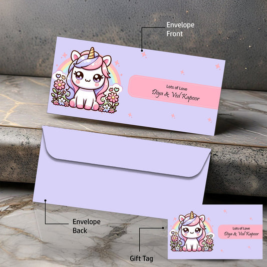 Personalised Money Envelopes - Unicorn Bliss Design - Set of 20 - Chatterbox Labels-Envelopes