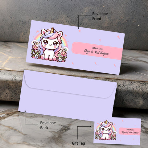 Personalised Money Envelopes - Unicorn Bliss Design - Set of 20
