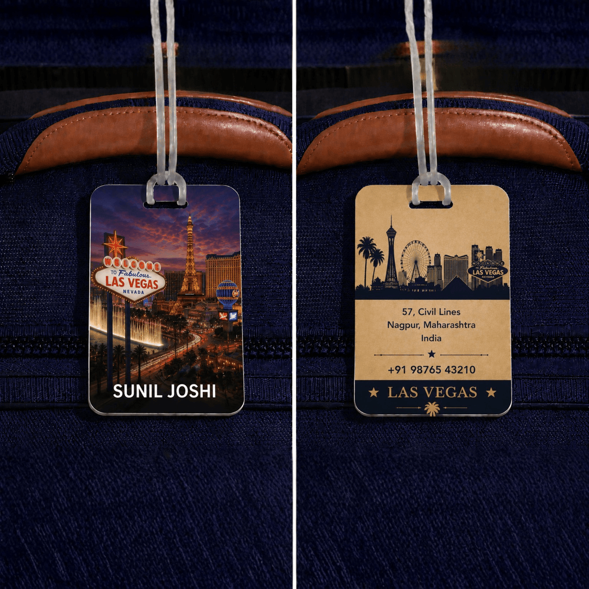 Personalised Luggage Tags - Las Vegas - Chatterbox Labels - Luggage Tags