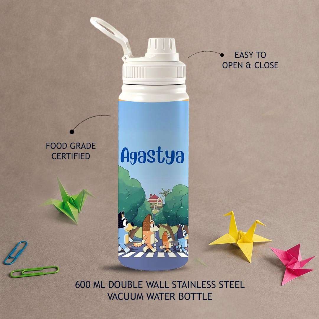 Personalised Insulated Stainless Steel Bottle – 600 ML - Bluey Buddies - Chatterbox Labels-Water Bottle