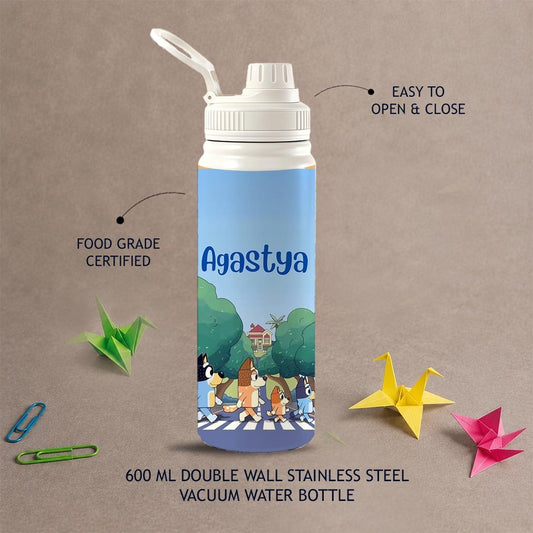 Personalised Insulated Stainless Steel Bottle – 600 ML - Bluey Buddies - Chatterbox Labels-Water Bottle