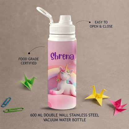 Personalised Insulated Stainless Steel Bottle – 600 ML - Unicorn Dream - Chatterbox Labels-Water Bottle