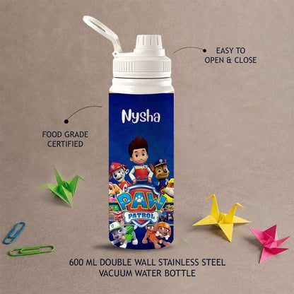 Personalised Insulated Stainless Steel Bottle – 600 ML - Paw Patrol Power - Chatterbox Labels-Water Bottle