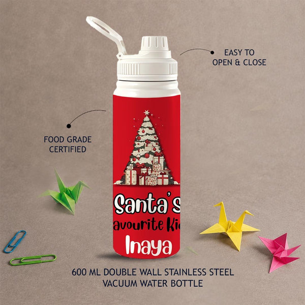 Personalised Insulated Stainless Steel Bottle – 600 ML - Christmas Edition - Chatterbox Labels-Water Bottle