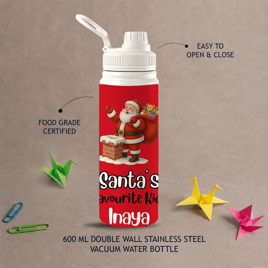 Personalised Insulated Stainless Steel Bottle – 600 ML - Christmas Edition - Chatterbox Labels-Water Bottle