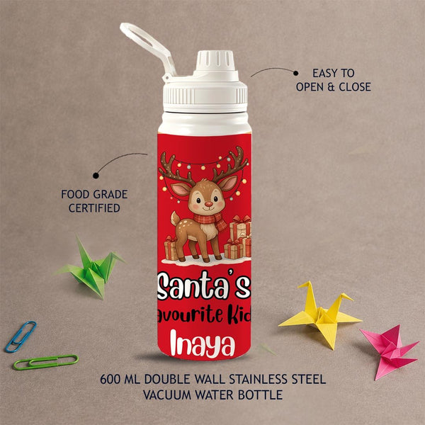 Personalised Insulated Stainless Steel Bottle – 600 ML - Christmas Edition - Chatterbox Labels-Water Bottle