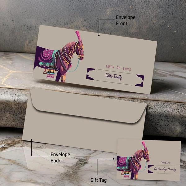 Personalised Money Envelopes - Wedding Horse Theme - Set of 20