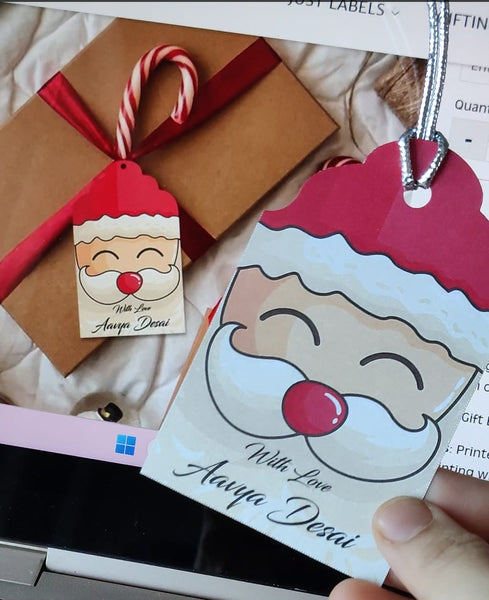 Personalised Christmas Gift Tags - Santa Face 