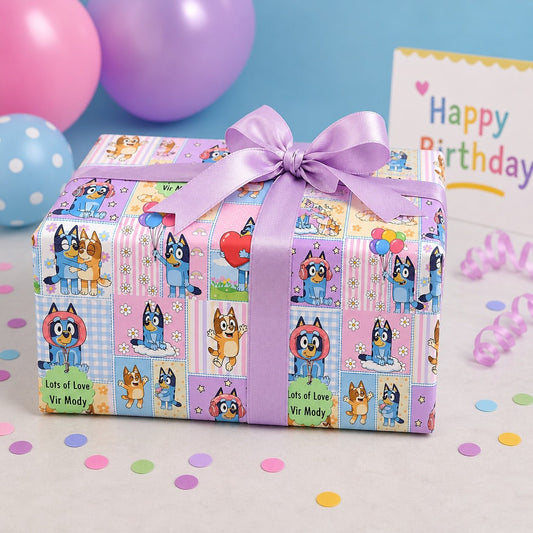 Custom Gift Wrapping Paper for Kids - Bluey Design - Chatterbox Labels - Wrapping Paper