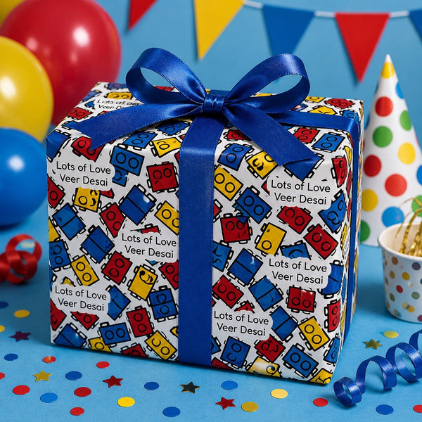 Custom Gift Wrapping Paper for Kids - Lego Design - Chatterbox Labels - Wrapping Paper