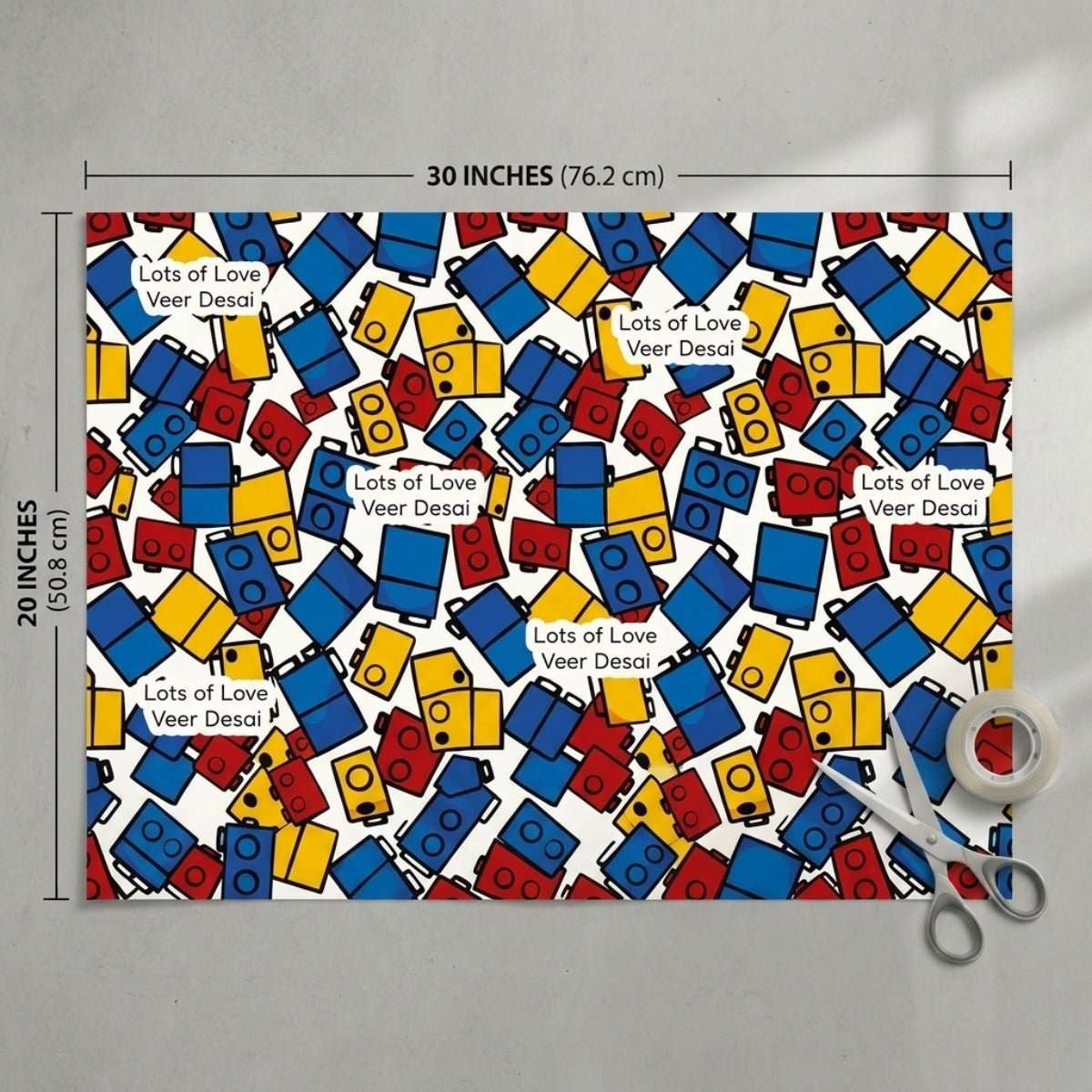 Custom Gift Wrapping Paper for Kids - Lego Design - Chatterbox Labels - Wrapping Paper