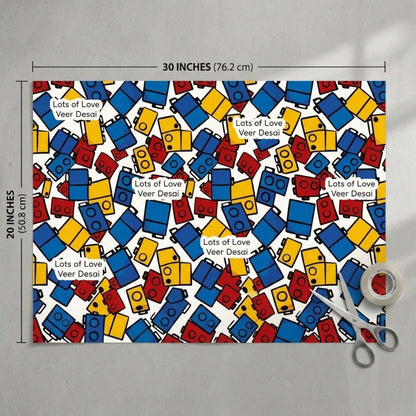 Custom Gift Wrapping Paper for Kids - Lego Design - Chatterbox Labels - Wrapping Paper