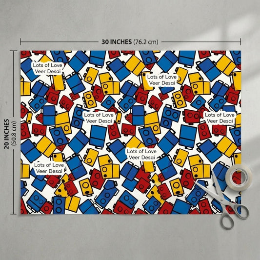 Custom Gift Wrapping Paper for Kids - Lego Design - Chatterbox Labels - Wrapping Paper