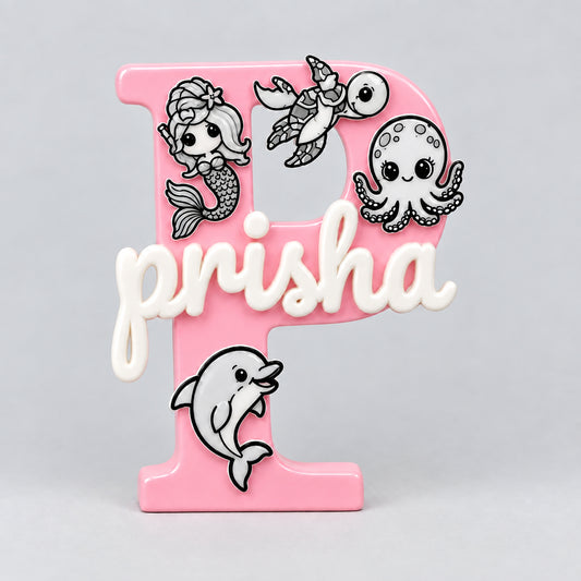 Sea Creatures Theme Personalised Name Stand Glow In The Dark