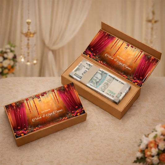Personalised Shagun Cash Gift Box - Wedding Mandap - Chatterbox Labels - Cash Box