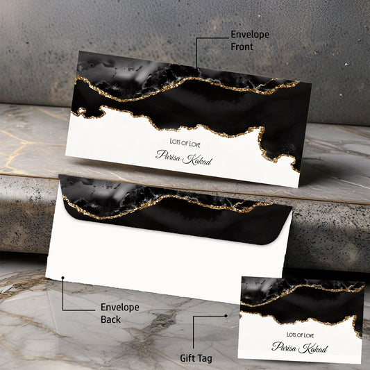 Personalised Money Envelopes - Black & Gold Elegance Design - Chatterbox Labels-Envelopes