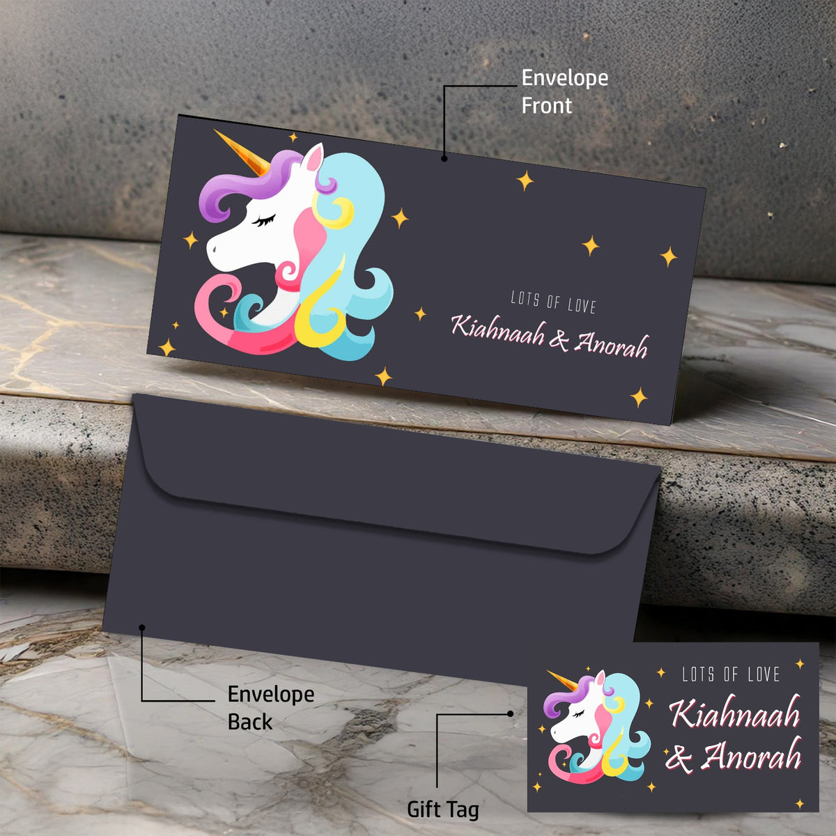 Personalised Money Envelopes - Unicorn Wonderland - Set of 20 - Chatterbox Labels-Envelopes