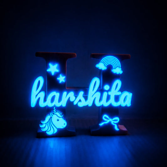 Unicorn Theme Personalised 3D Printed Name Stand