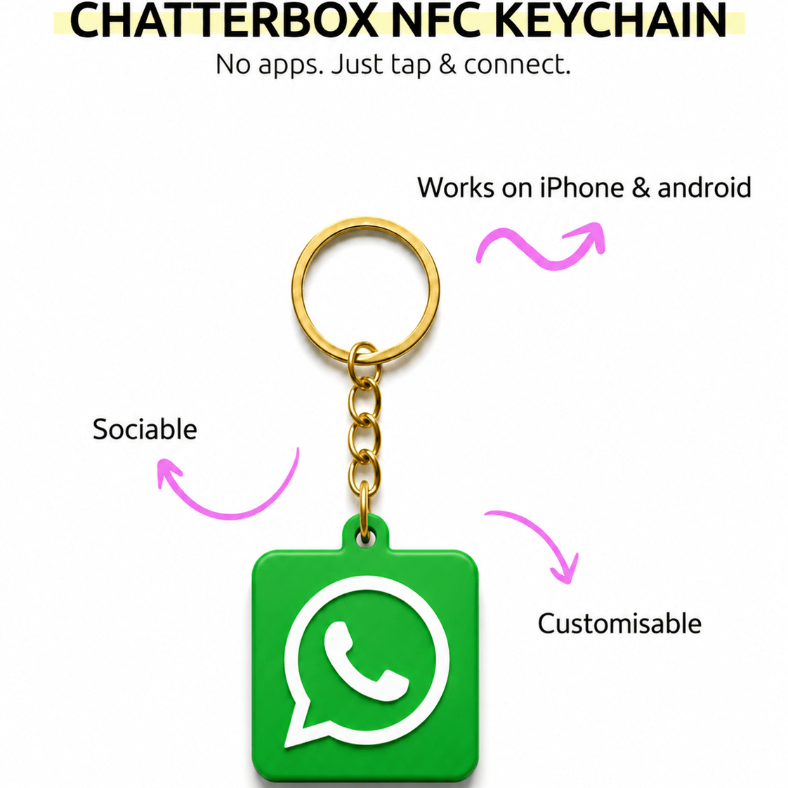 Custom 3D Printed NFC Whatsapp Keychain