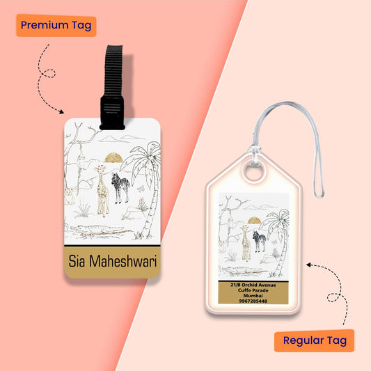 Personalized Bag Tags for Kids - Set of 5 - Wildlife Design - Chatterbox Labels - Luggage Tags