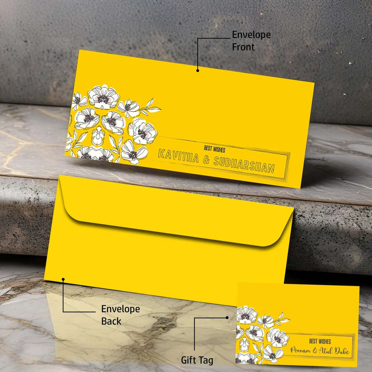Personalised Money Envelopes - Yellow Blossom - Set of 20 - Chatterbox Labels - Envelopes