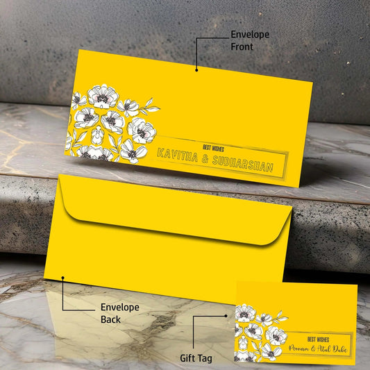 Personalised Money Envelopes - Yellow Blossom - Set of 20 - Chatterbox Labels - Envelopes